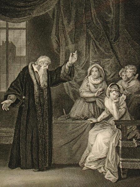 Maria Stuart (1542-87) und John Knox (ca. 1512-72) (Gravur) von English School