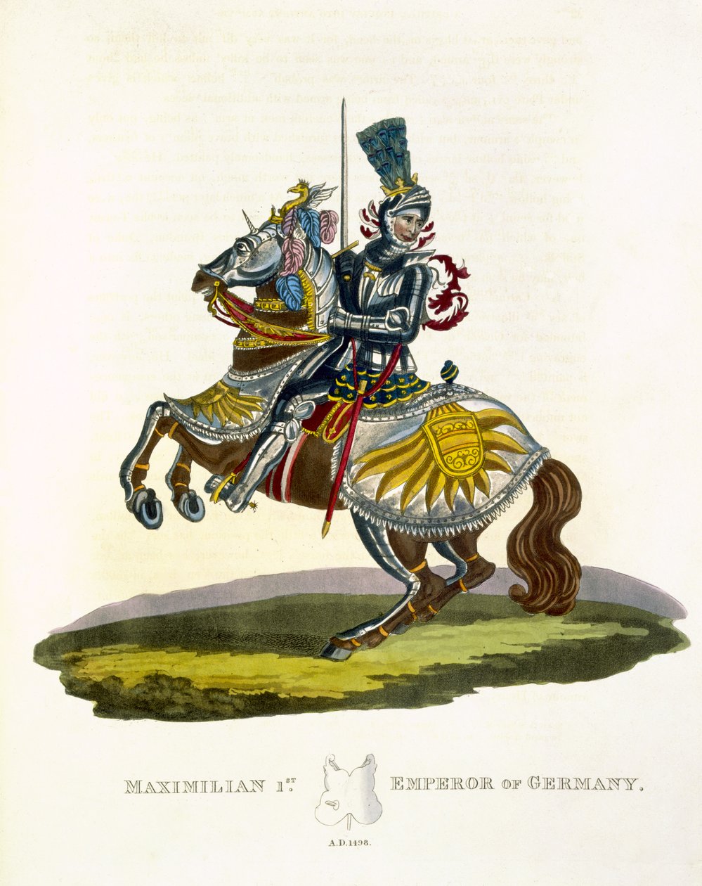 Maximilian I., König von Deutschland und Heiliger Römischer Kaiser (1459-1519) 1498, aus Ancient Armour von Samuel Rush Meyrick, 1824 von English School