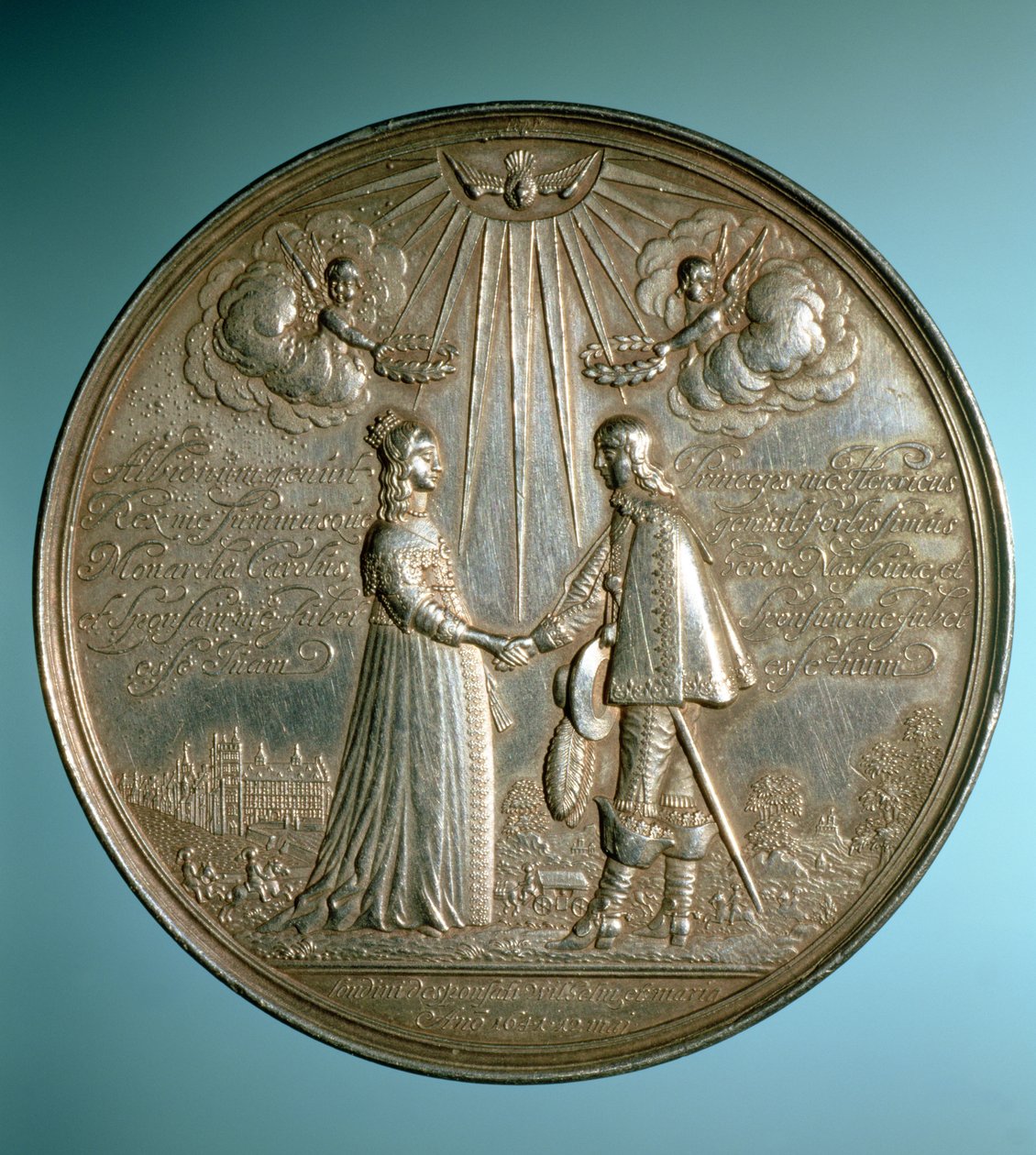 Medaille zur Erinnerung an die Hochzeit der Prinzessin Mary (1631-60) mit Wilhelm II. von Oranien (1626-50), 1640 von English School