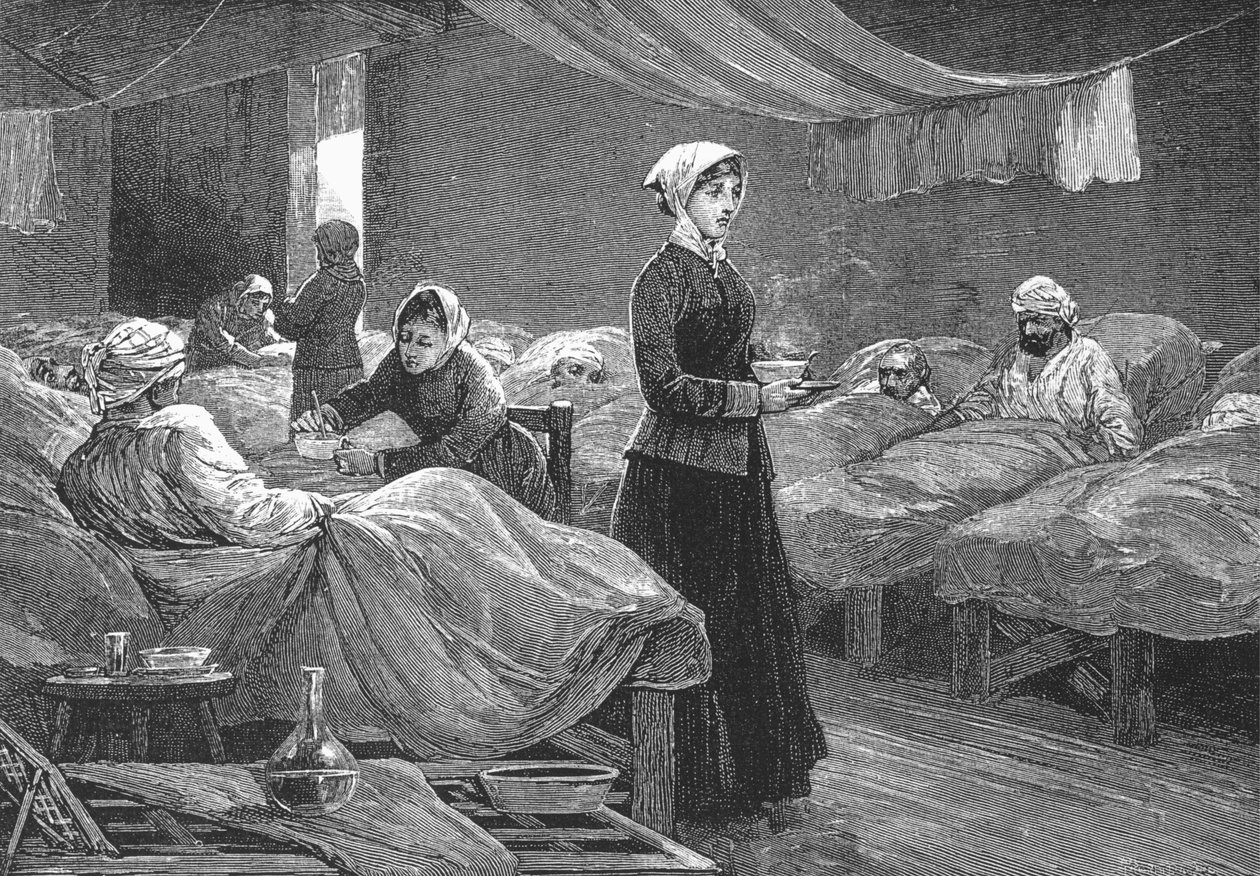 Miss Nightingale im Barackenkrankenhaus in Scutari, um 1880 von English School
