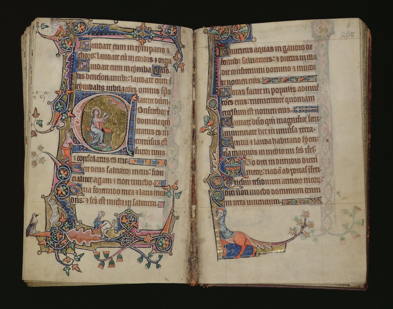 Ms 1-2005, ff.207v-208r: Jesaja betet, historisierte Initiale aus dem Macclesfield Psalter, Gebrauch von Sarum, Ostanglien, ca. 1330 von English School