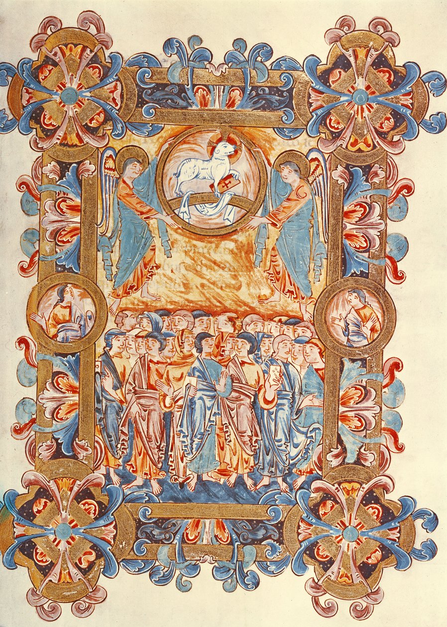 Ms 274 (Y-6) fol.158 Die Menge, die das Lamm anbetet, aus dem Missale von Robert von Jumièges, ca. 1016 von English School