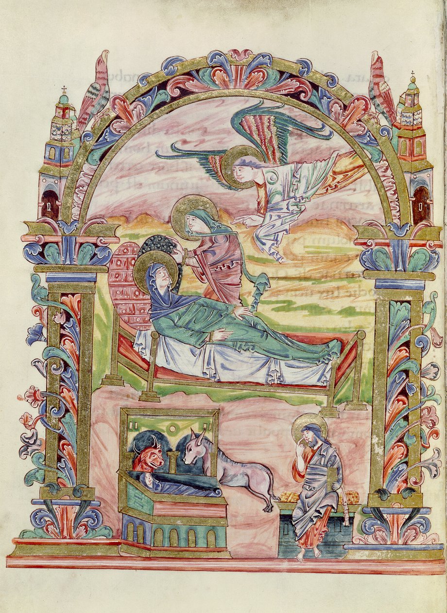 Ms 274 (Y-6) fol.32v Geburt Christi, aus dem Messbuch von Robert von Jumieges, ca. 1016 von English School