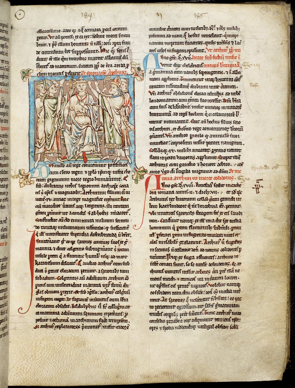 Ms 6712 (A.6.89) fol.53 König Arthur, Miniatur aus Flores Historiarum, von Matthew Paris, um 1250-52 von English School