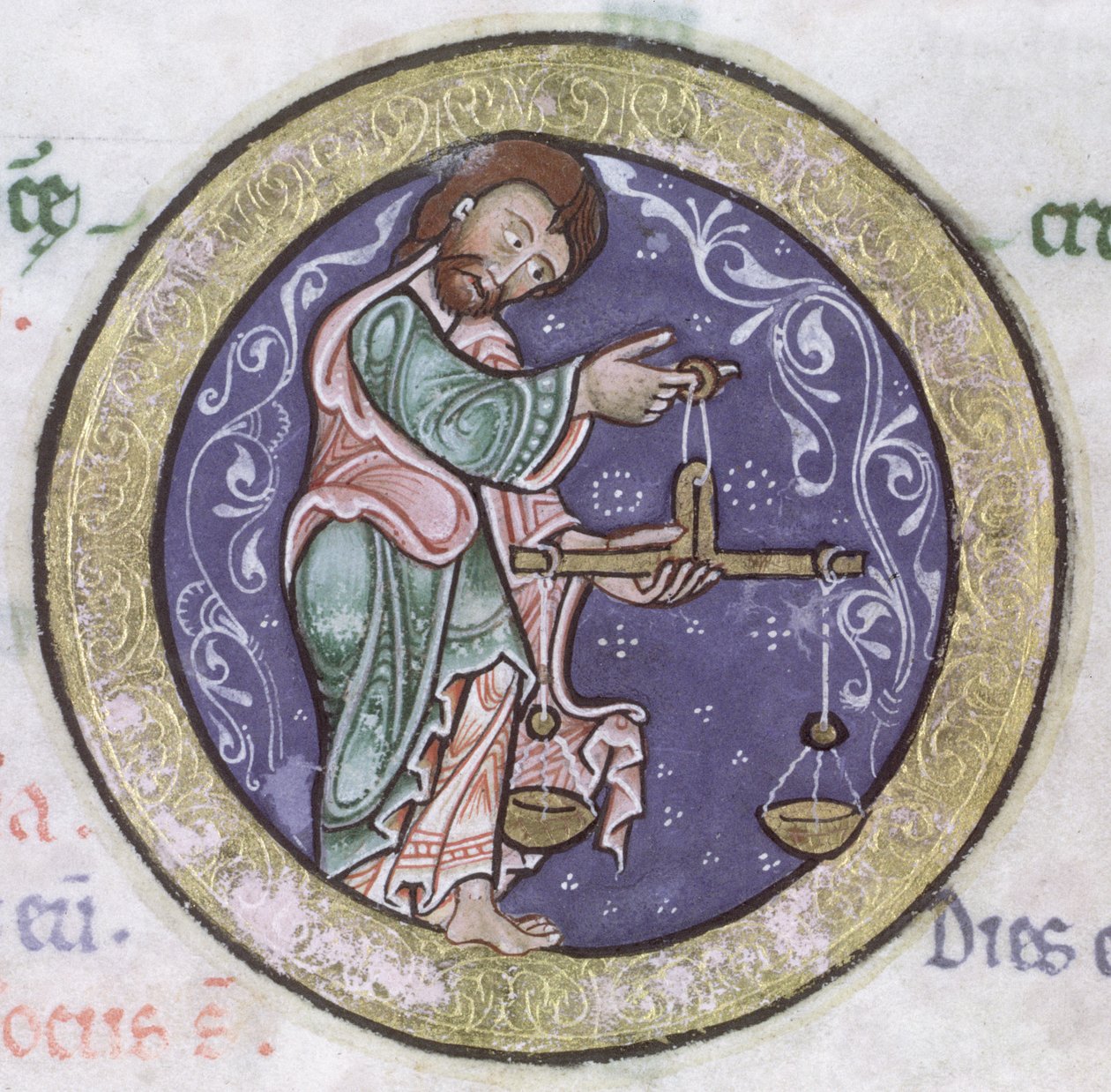 Ms Hunter 229 f.5r Waage, aus dem Hunterian Psalter, ca. 1170 (Detail) von English School