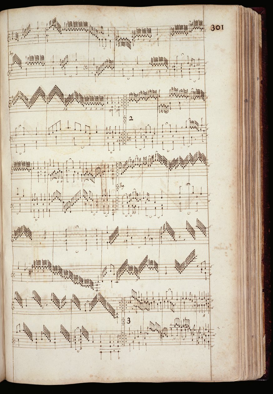 Mu Ms 168, S.301: Seite aus dem Fitzwilliam Virginal, eine Anthologie von Tastenmusik des 16. und frühen 17. Jahrhunderts von English School