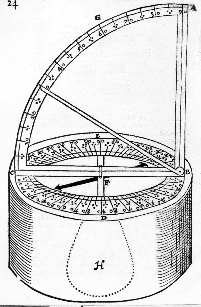Navigationsinstrument erfunden von Reginaldus Petraeus, Illustration aus The Haven-Finding Art von Simon Stevin, veröffentlicht 1599 von English School
