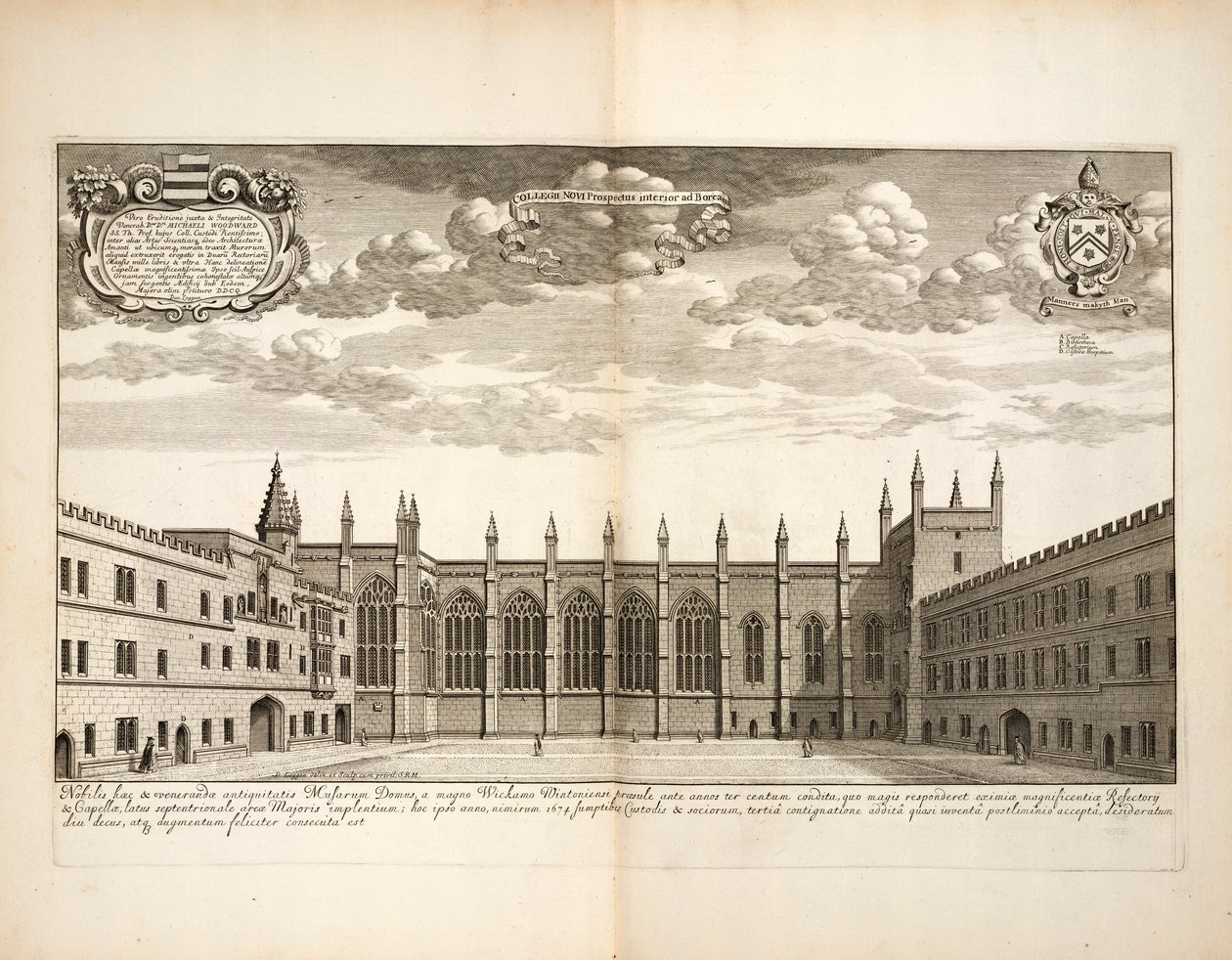 New College, Tafel 20 aus Oxonia Illustrata von David Loggon, Oxford 1675 von English School
