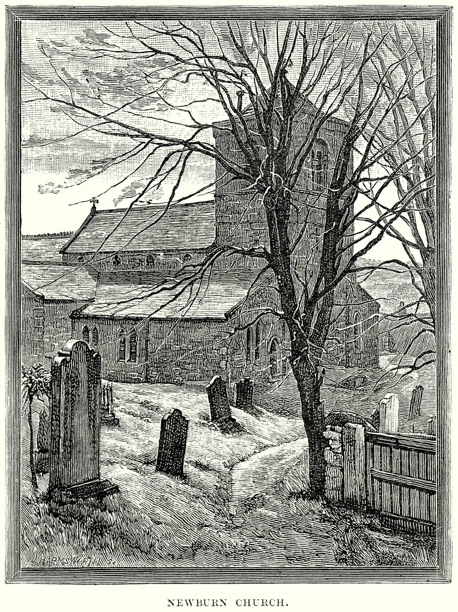 Newburn Kirche (Gravur) von English School