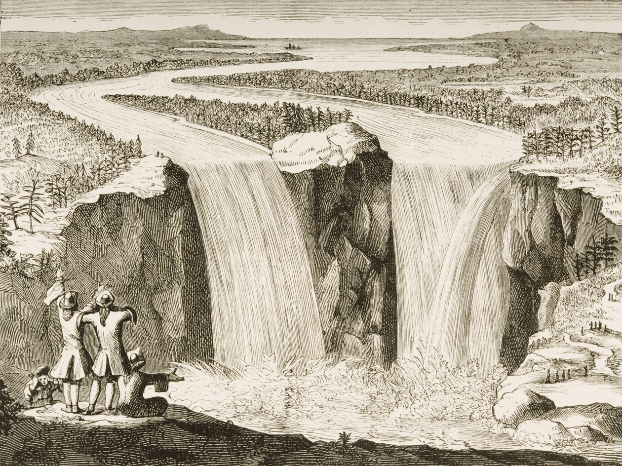Niagarafälle, nach einer Skizze von Pater Hennepin im Jahr 1677, aus 