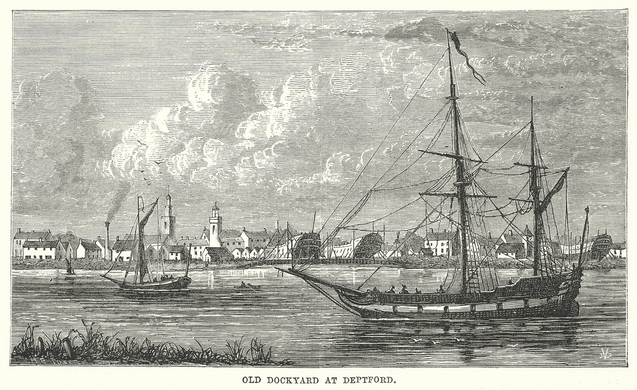 Alte Werft in Deptford (Gravur) von English School