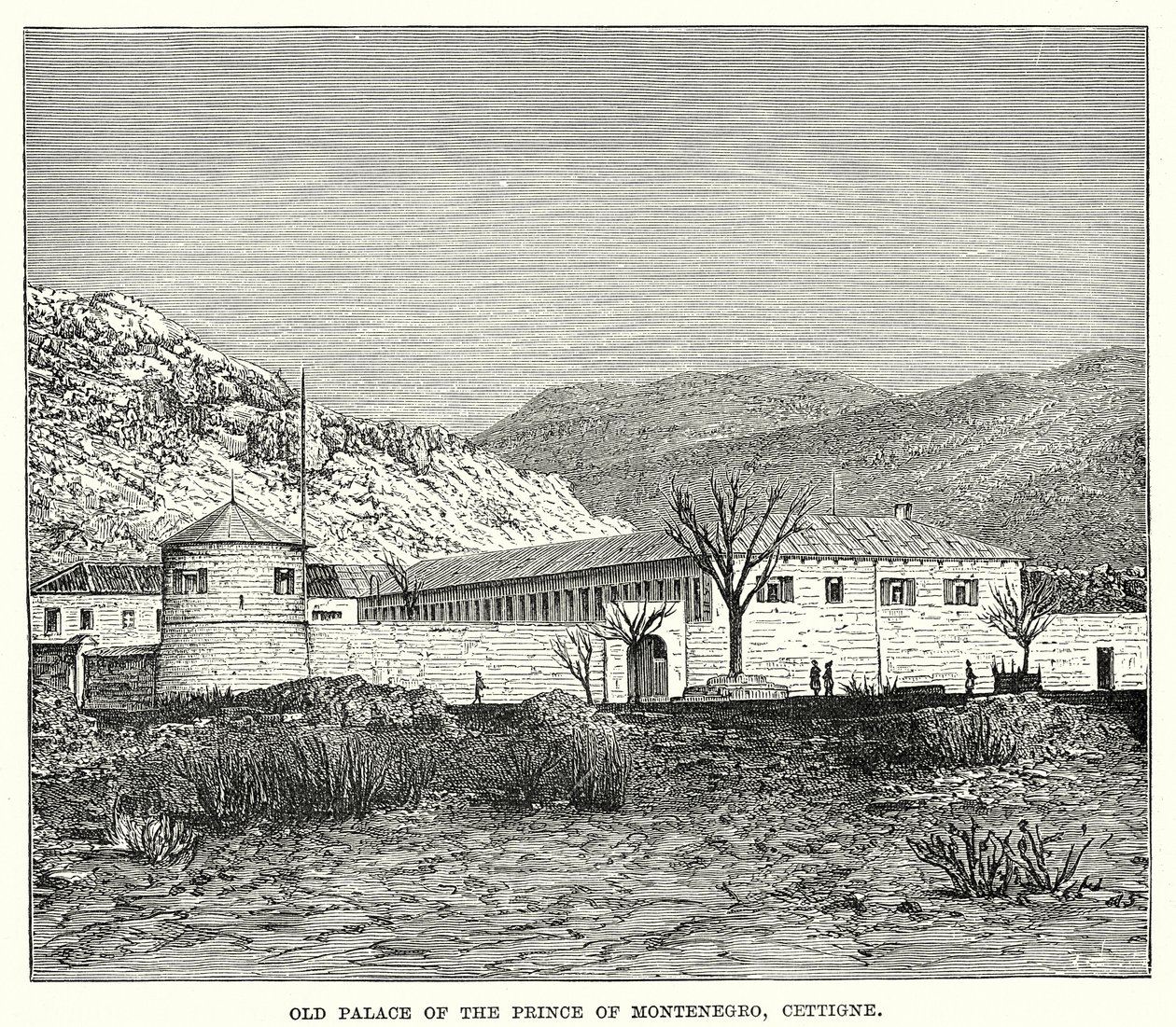 Altes Palais des Fürsten von Montenegro, Cettigne (Gravur) von English School
