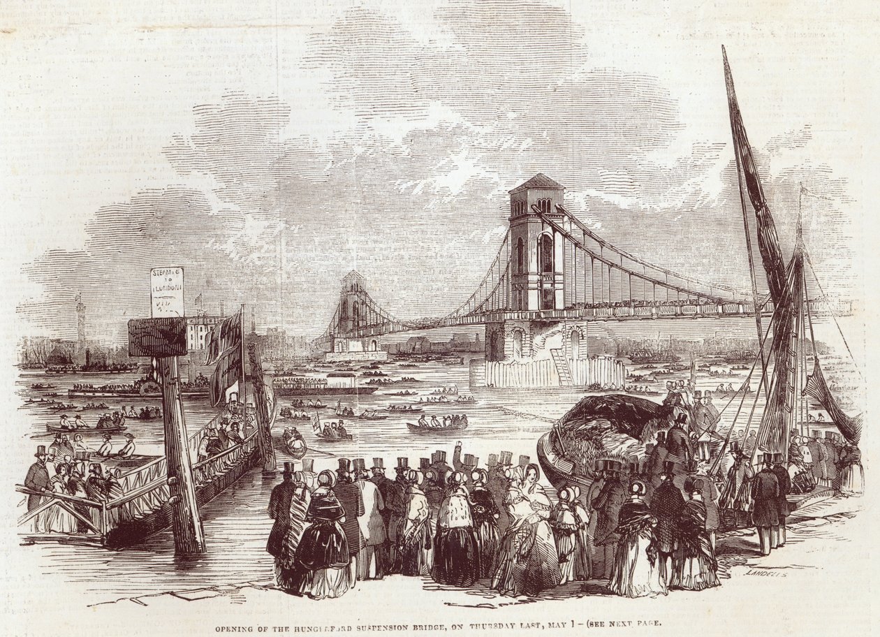 Eröffnung der Hungerford-Hängebrücke, aus 