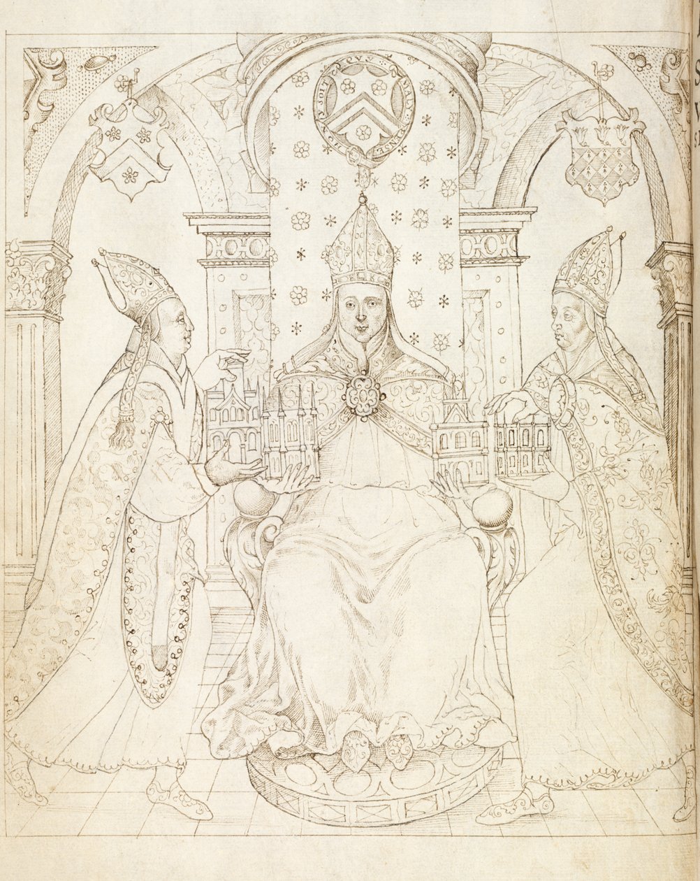 Gegenüber der Titelseite von Leben von William von Wykeham von Thomas Martin, London 1597 von English School