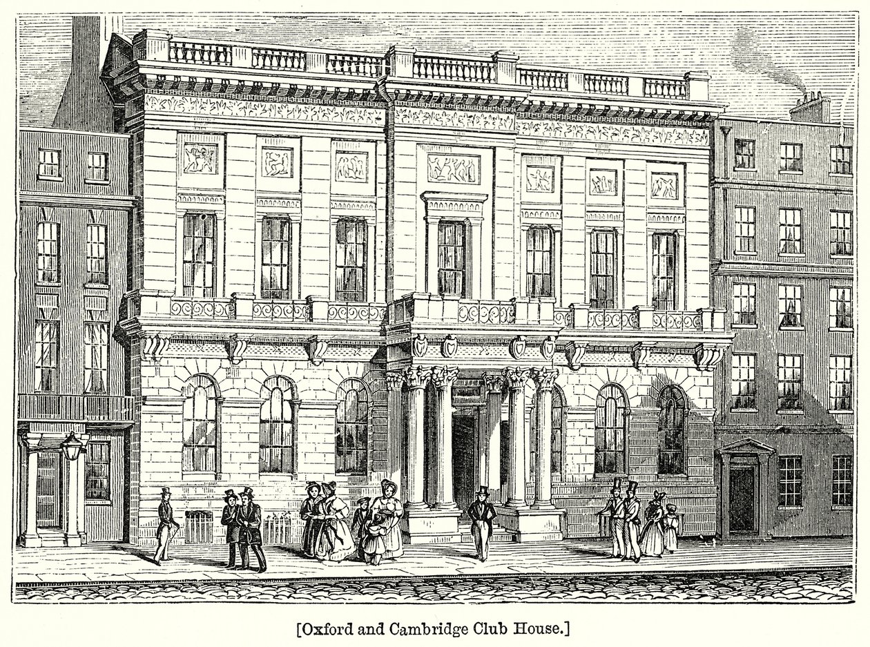 Oxford und Cambridge Clubhaus (Gravur) von English School