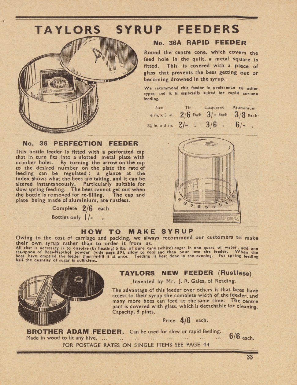 Page Taylors Bienenbedarfskatalog von English School