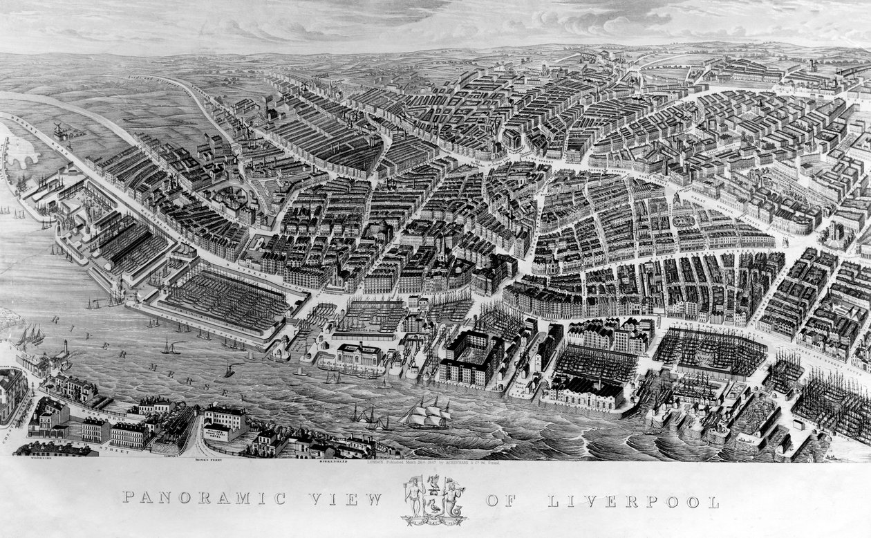 Panoramablick auf Liverpool, nach einem Aquarell von Ackerman, 1847 von English School