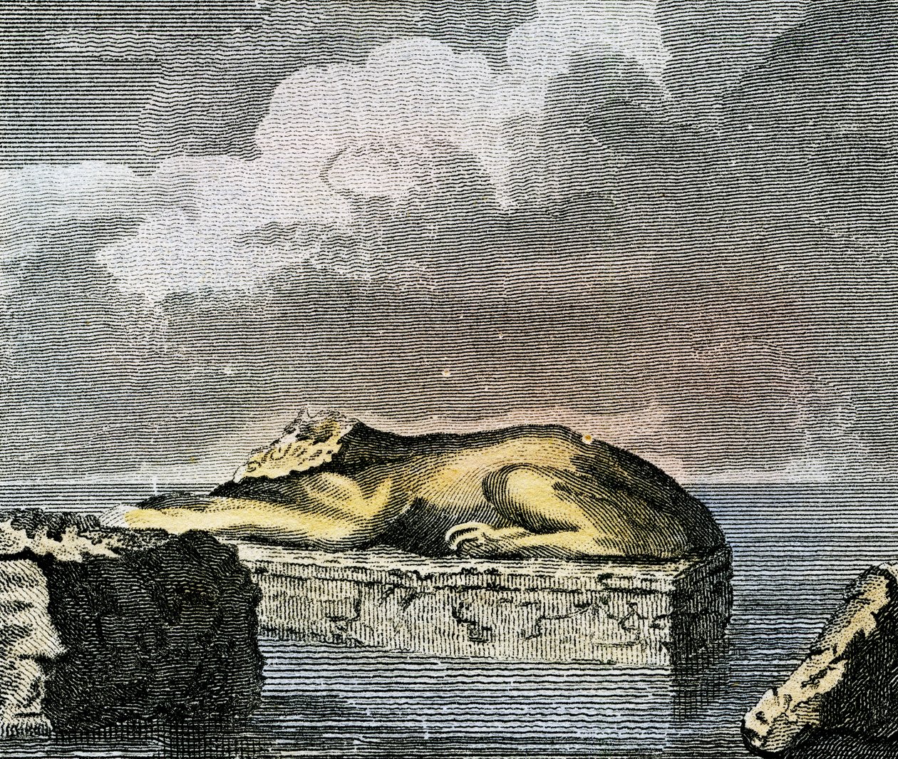 Teil einer ägyptischen Sphinx, gefunden in den Ruinen der antiken Stadt Canopus von English School