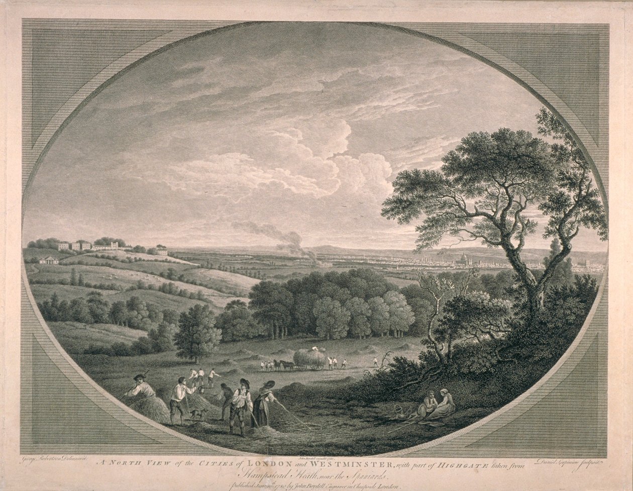 Pastorale Ansicht der Städte Westminster mit einem Teil von Highgate, 1780 von English School