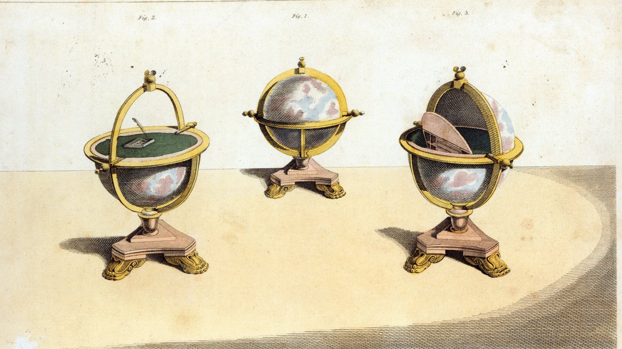 Pitts Kabinett-Globus-Schreibtisch, Pl. 14 aus Ackermanns Repository of Arts, veröffentlicht am 1. Februar 1810 von English School