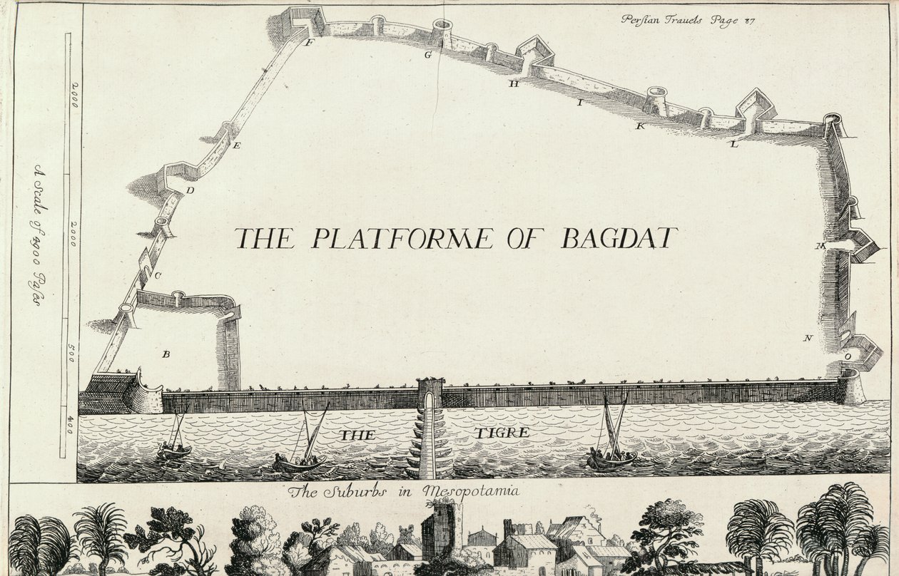Plan von Bagdad, aus einer englischen Übersetzung von Les Six Voyages de J.B. Tavernier von English School