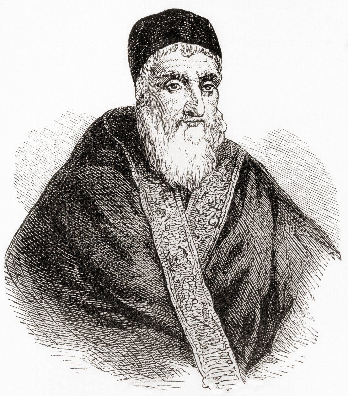 Papst Sixtus V. oder Xystus V., geboren als Felice Peretti di Montalto, aus Ward und Locks Illustrierter Weltgeschichte, veröffentlicht ca. 1882 von English School