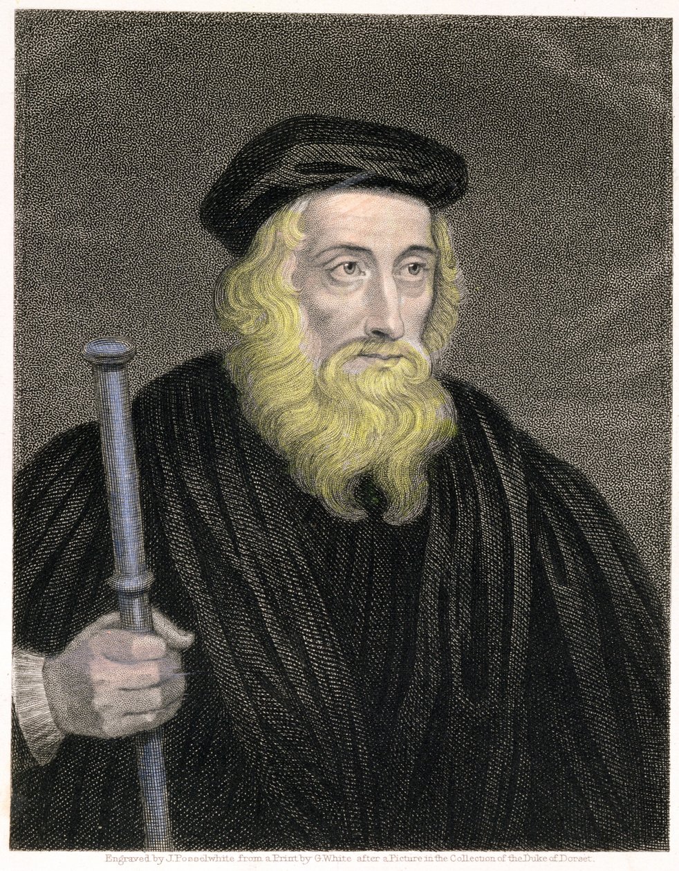 Porträt von John Wycliffe, graviert von James Posselwhite nach einem Druck von G. White, veröffentlicht von William Mackenzie von English School