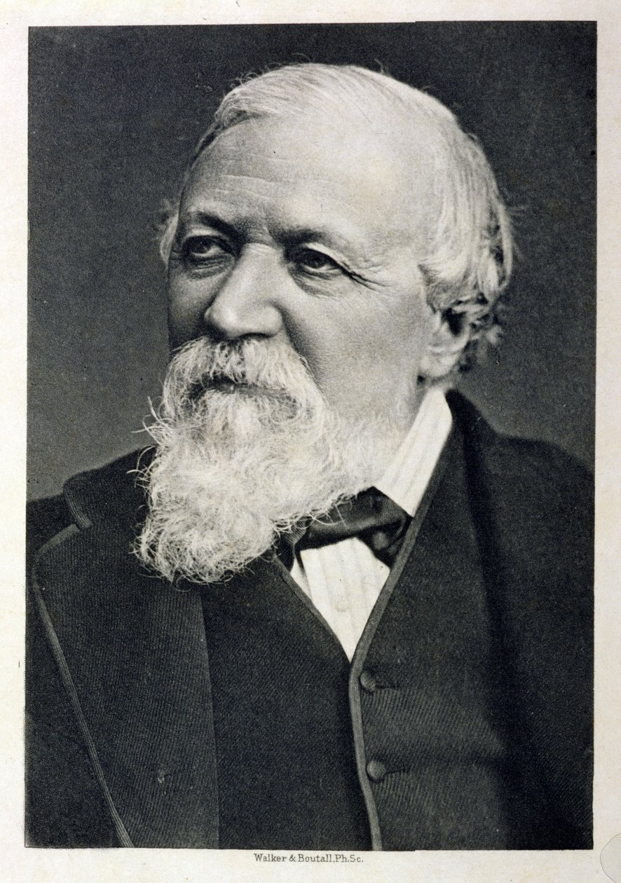 Porträt von Robert Browning (1812-89) nach einem Foto von Fradelle und Young, graviert von Walker und Boutall, 1881 von English School