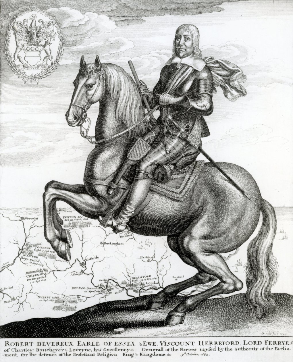 Porträt von Robert Devereux zu Pferd von English School