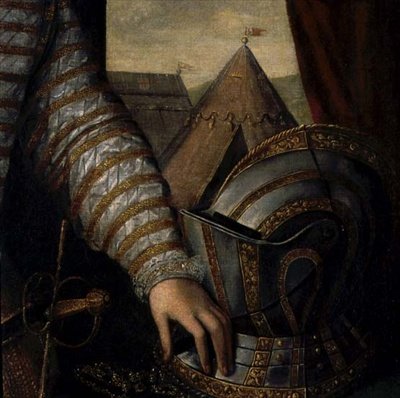 Porträt von Sir Robert Dudley, Earl of Leicester (Detail) von English School