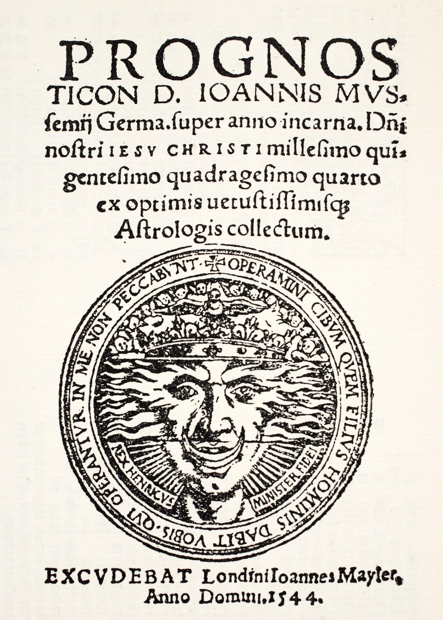 Prognostikation für 1544 von Jo. Mussemius, gedruckt von J. Mayler, 1544 von English School