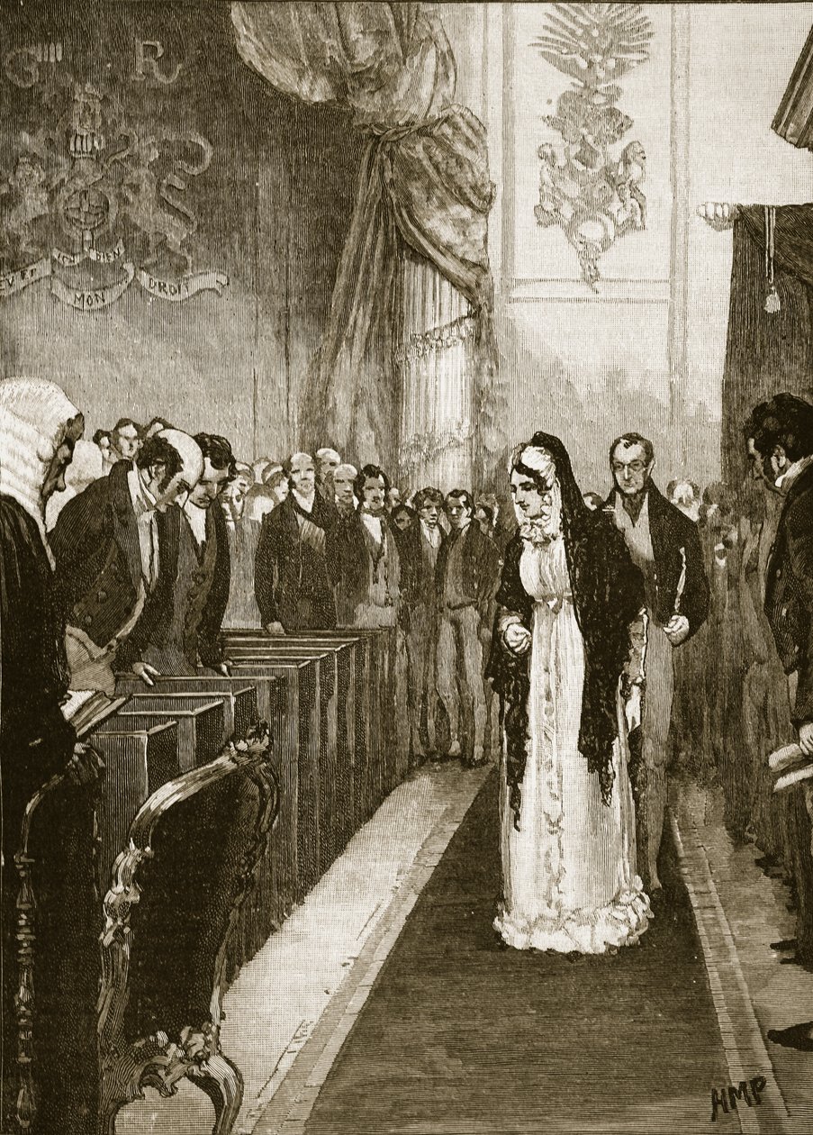 Königin Caroline betritt das House of Lords, Illustration aus Cassells Illustrierter Geschichte Englands von English School