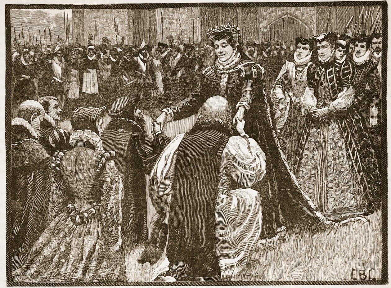 Königin Maria und die Staatsgefangenen im Tower, Illustration aus Cassells Illustrierter Geschichte Englands von English School