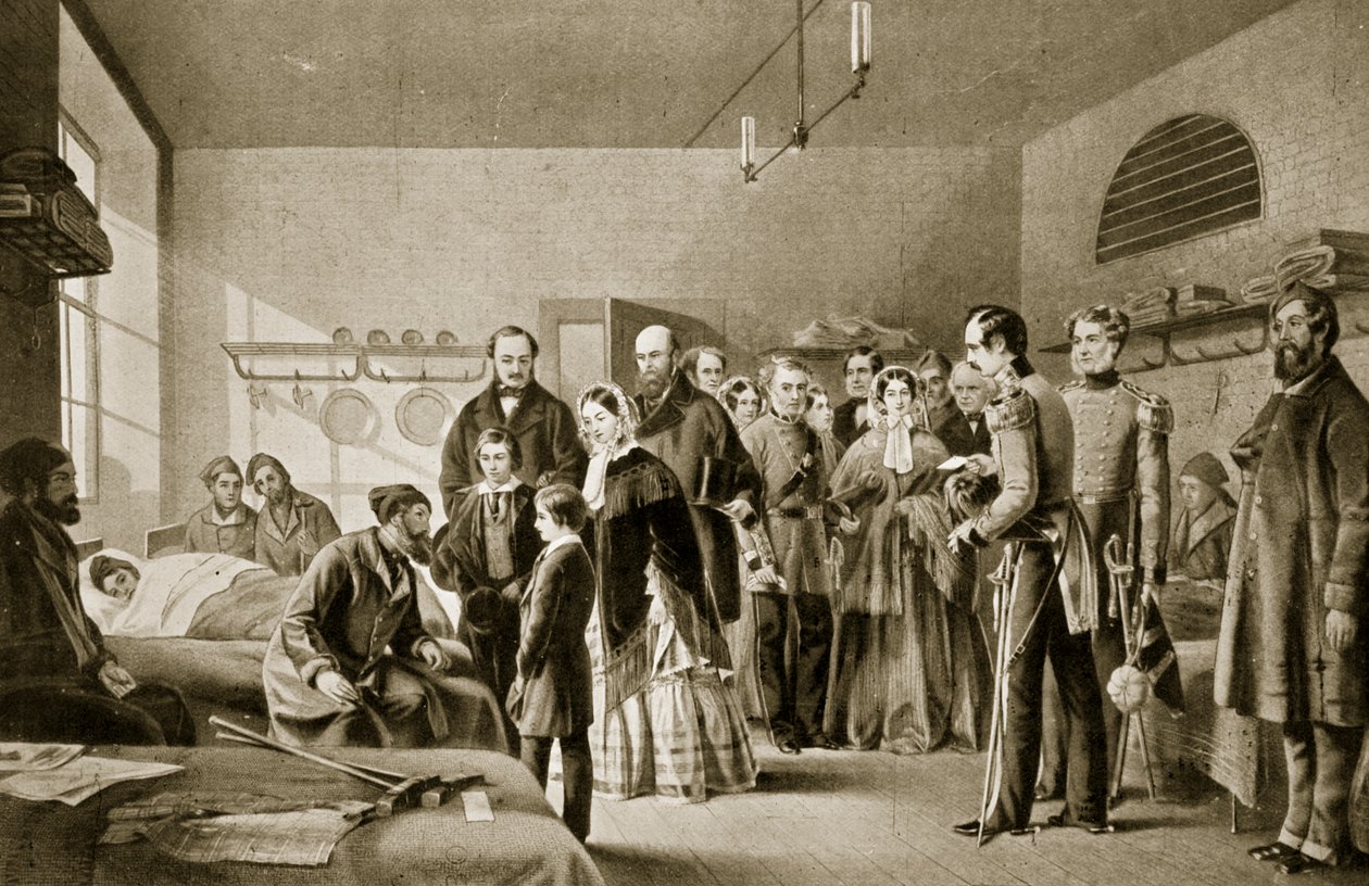 Königin Victoria besucht die Verwundeten von English School