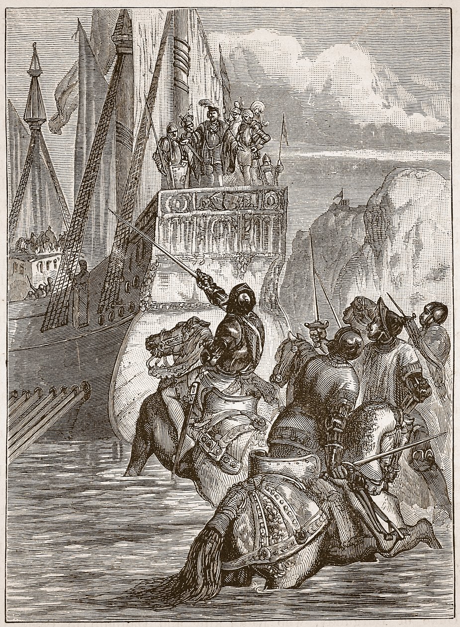 Empfang des Kaisers Sigismund, Illustration aus Cassells Illustrierter Geschichte Englands von English School