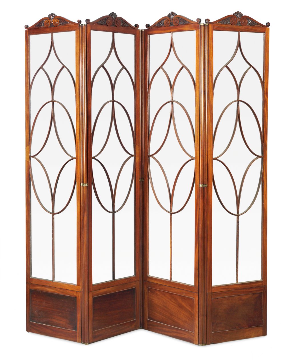 Regency vierteiliger Paravent mit Blattkronen, ca. 1815 von English School