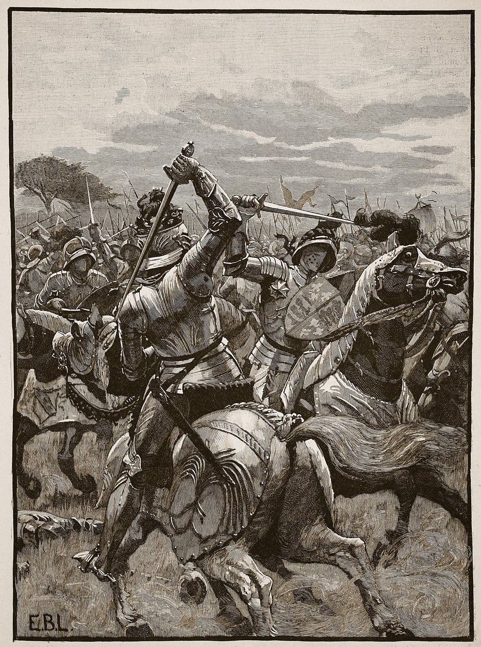 Richard III in der Schlacht von Bosworth, Illustration aus Cassells Illustrierter Geschichte Englands von English School