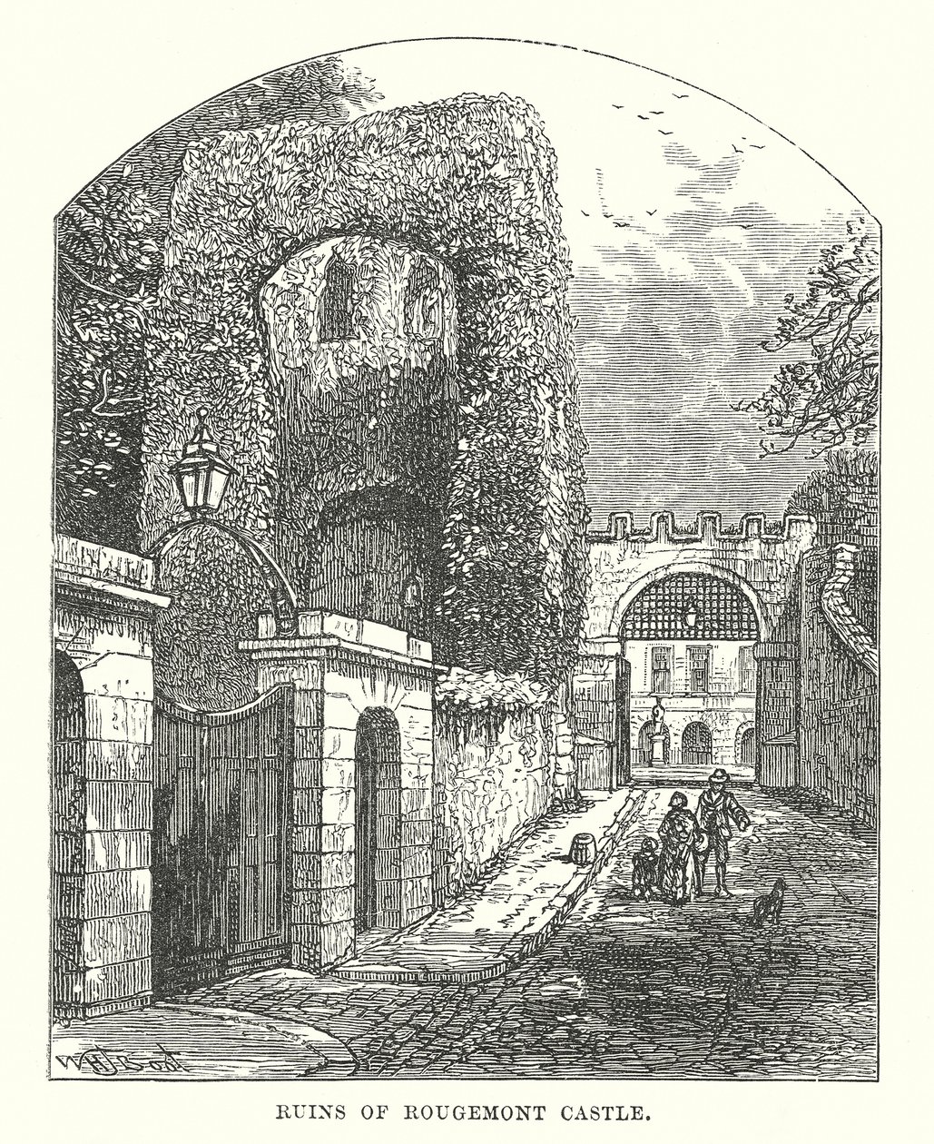 Ruinen von Rougemont Castle von English School