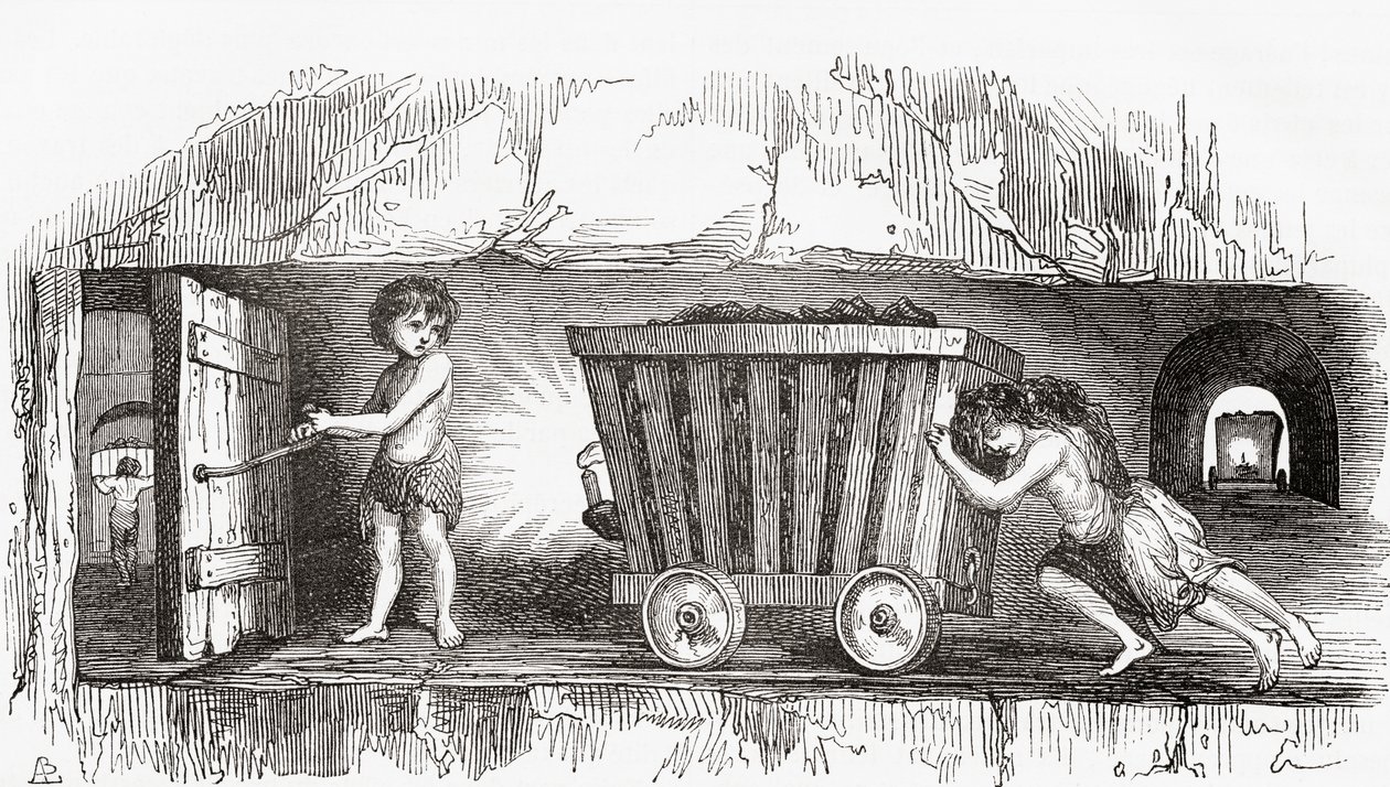 Szene in einem englischen Kohlebergwerk, frühes 19. Jahrhundert (Stich) von English School