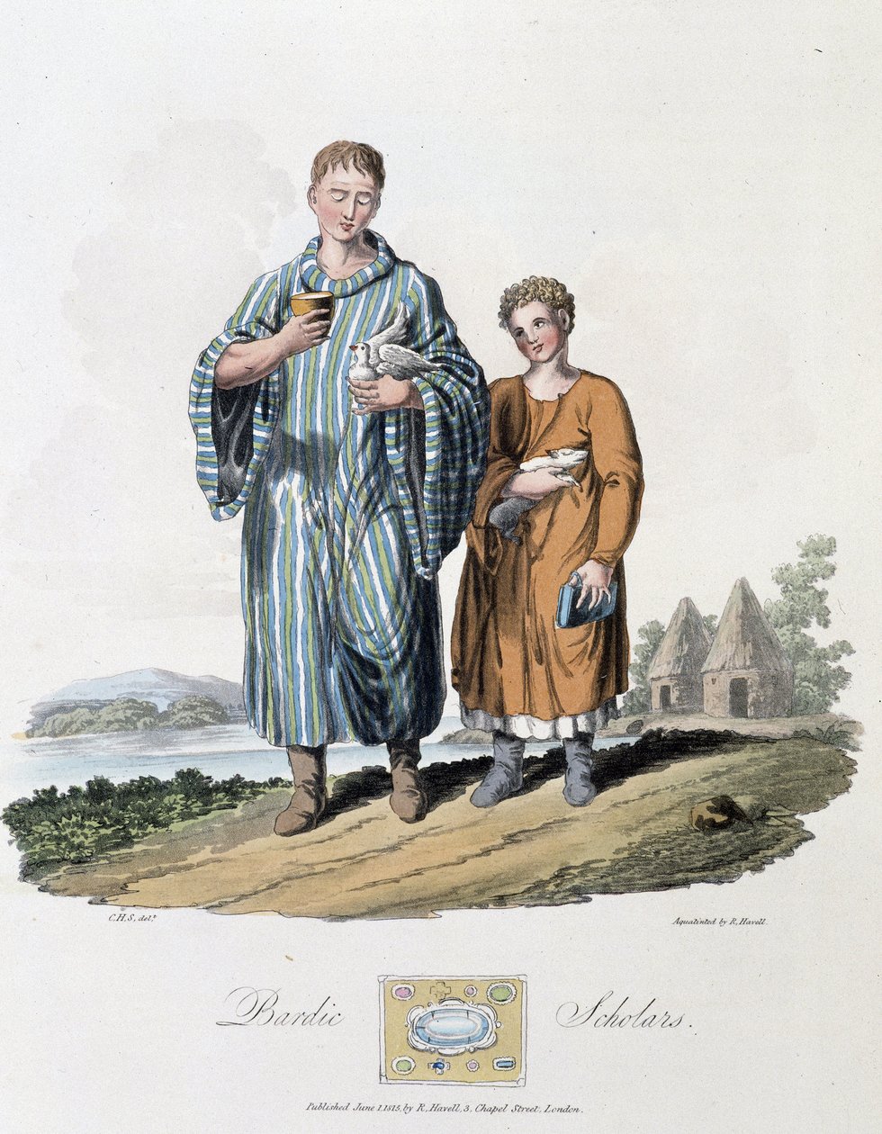 Schuljunge und sein Meister - in "Kelten und Goten, Bräuche der Bewohner der Britischen Inseln des frühen 6. Jahrhunderts und der Gotenstämme der Westküste der Ostsee", von S.R. Meyrick und Ch. Smith von English School