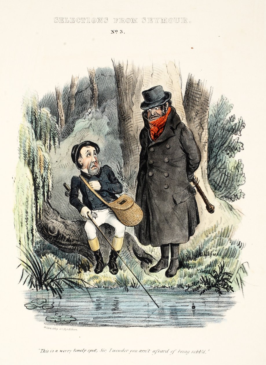 Auswahl aus Seymour: Nr. 3, "Dies ist ein sehr einsamer Ort, Sir, ich wundere mich, dass Sie keine Angst haben, ausgeraubt zu werden.", veröffentlicht ca. 1840 von English School