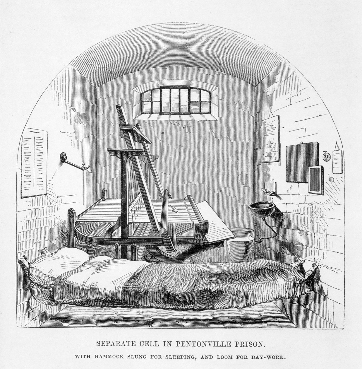 Einzelzelle im Pentonville-Gefängnis, aus The Criminal Prisons of London and Scenes of Prison Life von Henry Mayhew (1812-87) und John Binny, 1862 von English School
