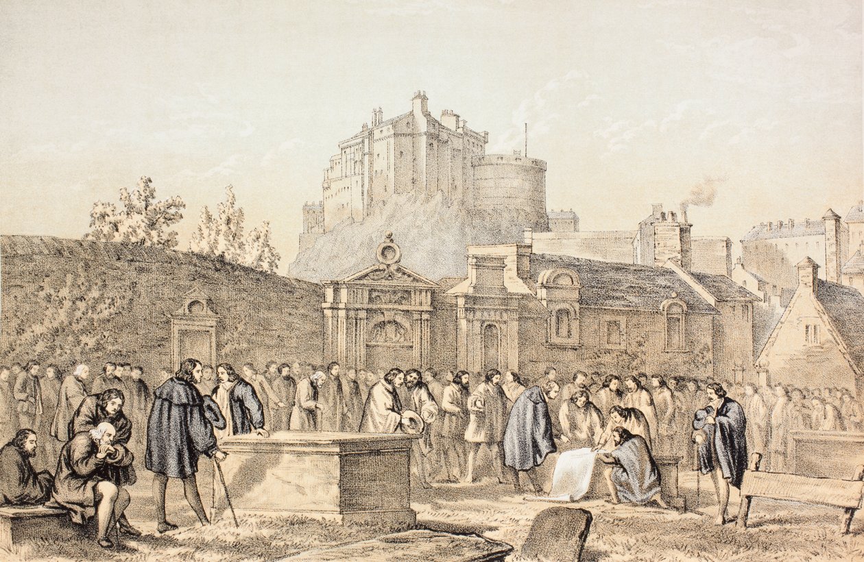 Unterzeichnung des Bundes im Greyfriars-Kirchhof, Edinburgh 1638, aus 