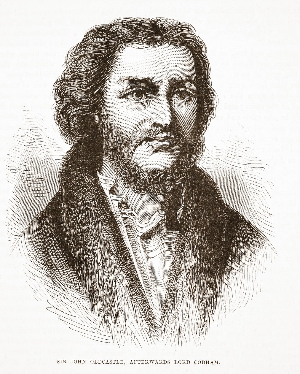 Sir John Oldcastle, später Lord Cobham, Illustration aus Die Geschichte des Protestantismus von James Aitken Wylie, veröffentlicht 1878 von English School