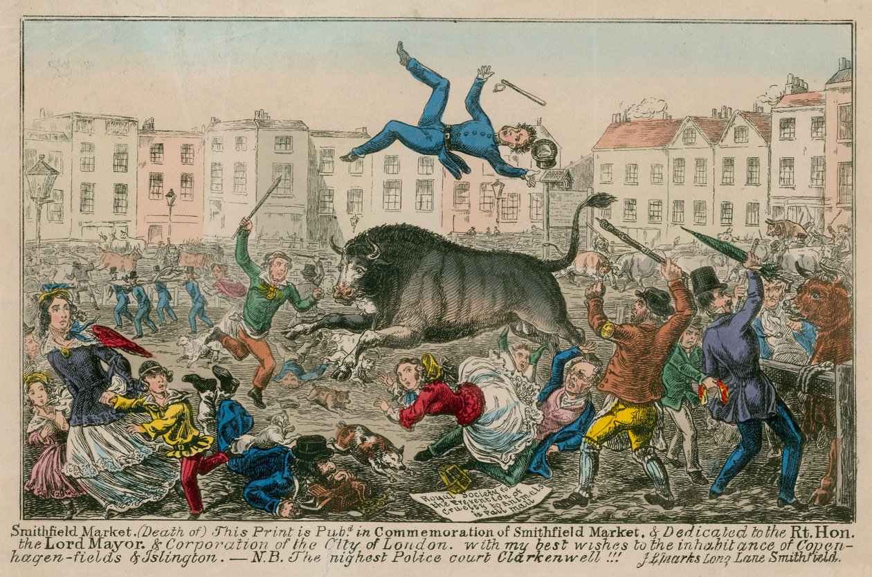Smithfield Market (kolorierte Gravur) von English School