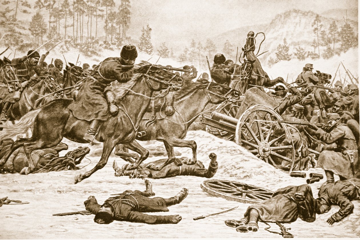 Hartnäckige Kämpfe auf den Höhen, die von den Russen südlich von Dukla in den Karpaten erobert wurden, 1914-19 von English School