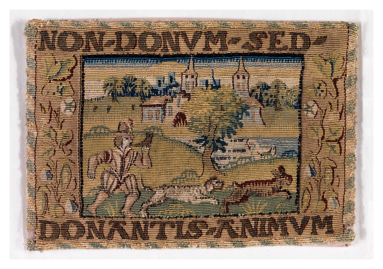 Wandteppichpanel, das eine Jagdszene darstellt, möglicherweise hergestellt in Sheldon, England, ca. 1600-25 von English School