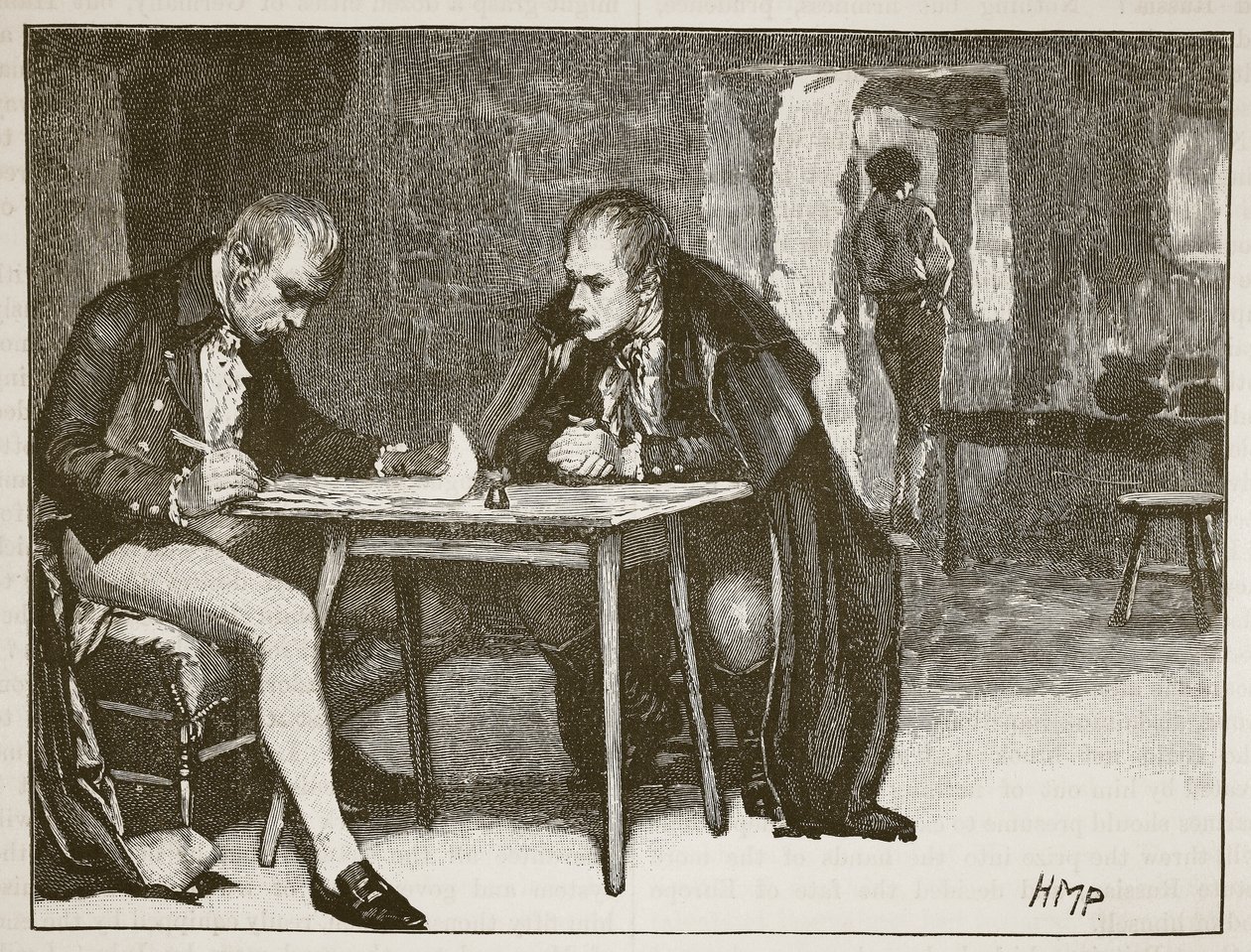 Die Agenten von Großbritannien und Schweden unterzeichnen den Vertrag gegen Napoleon, Illustration aus Cassells Illustrierter Geschichte Englands von English School