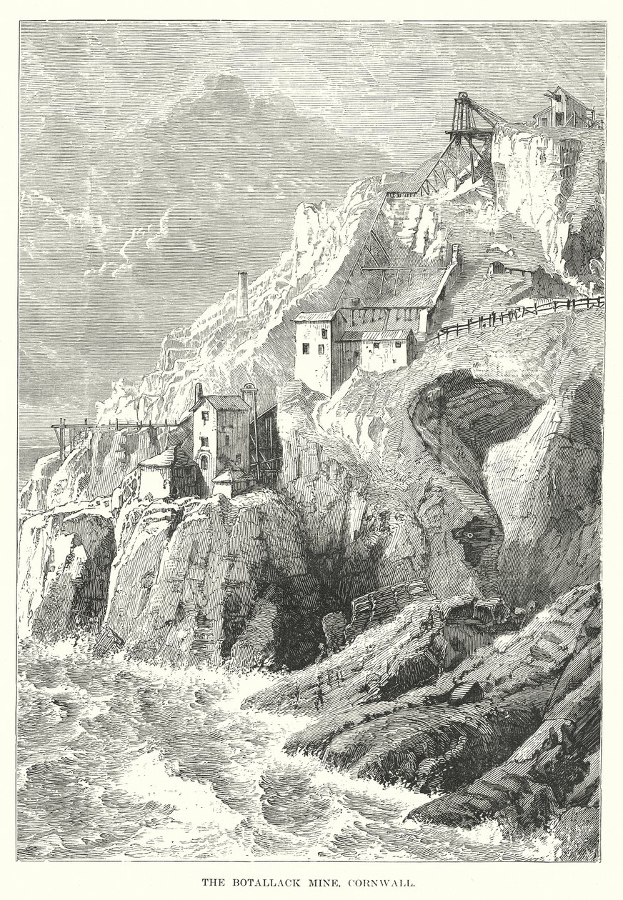 Die Botallack-Mine, Cornwall (Gravur) von English School