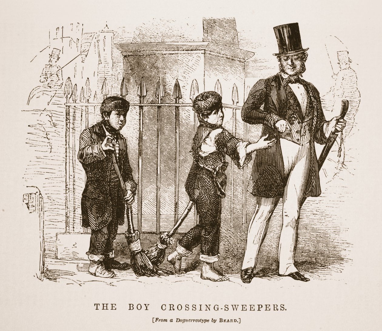 Die Jungen-Straßenkehrer, nach dem Daguerreotypie von Richard Beard, Illustration aus London Labour and London Poor von Henry Mayhew, veröffentlicht 1862 von English School